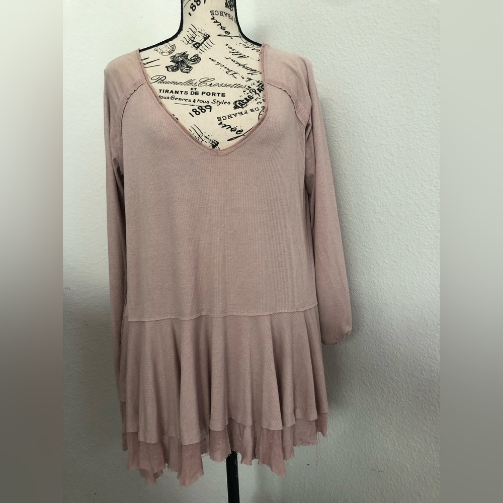 We The Free Pink Asymmetrical Tiered Tunic